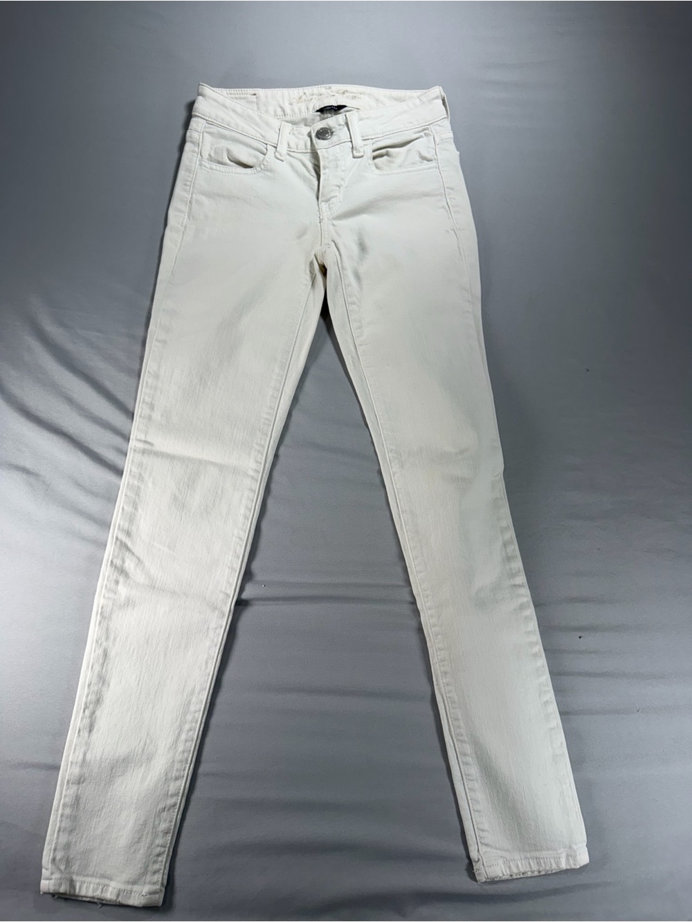 AE American Eagle Women White Skinny Jeans Size 00 Regular Stretch Denim